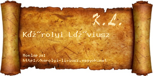 Károlyi Líviusz névjegykártya